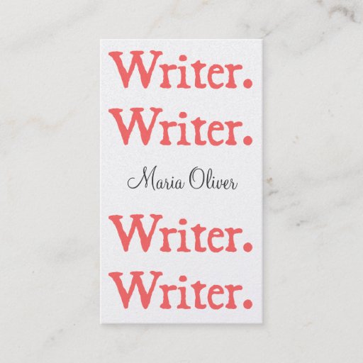 Customizable Writer 4-Stack Salmon White Business Card Templates