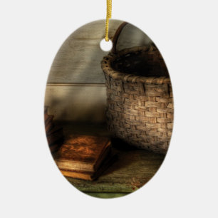Writer - A Basket and some Books Ceramic Ornament