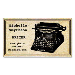 Writer Antique Typewriter Name and Website Business Card Magnet