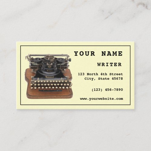 Writer Antique Typewriter Template Business Card