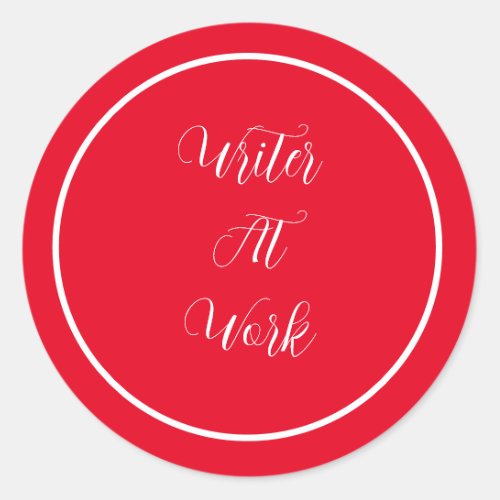 Writer At Work Red Classic Round Sticker