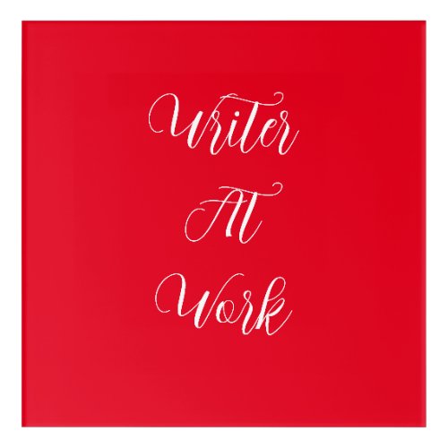 Writer At Work Red Puzzle Acrylic Print 