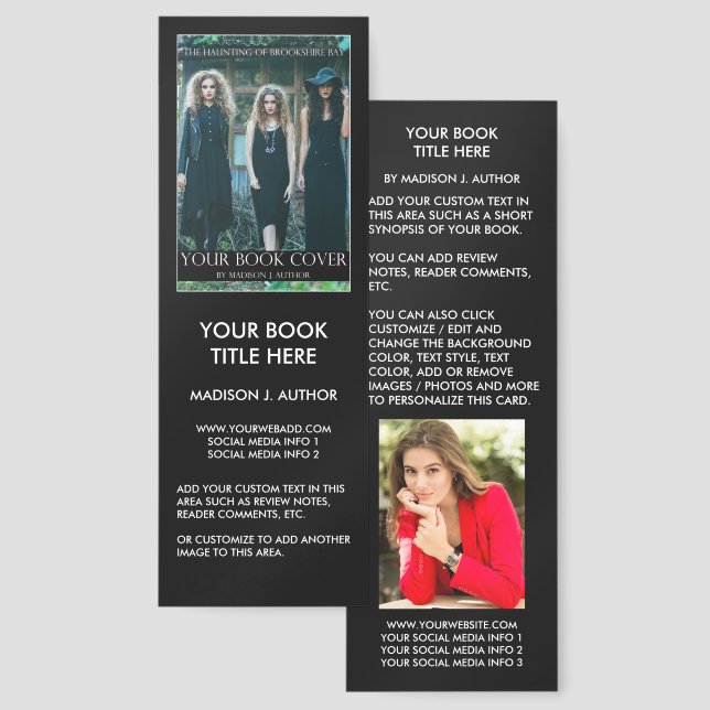 Writer Author Book Cover | Author Photo Back Bookmarks (Front & Back)
