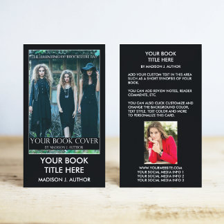 Writer Author Book Cover | Author Photo Back Business Card