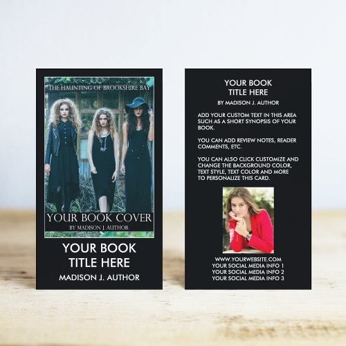 Writer Author Book Cover  Author Photo Back Business Card