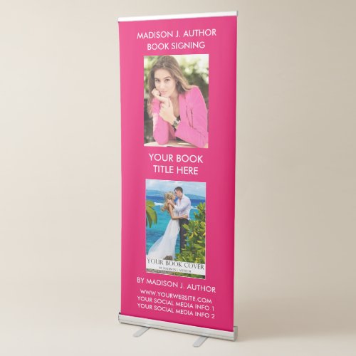 Writer Author Book Cover  Author Photo Hot Pink Retractable Banner