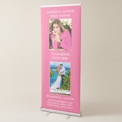 Writer Author Book Cover  Author Photo Pink Retractable Banner