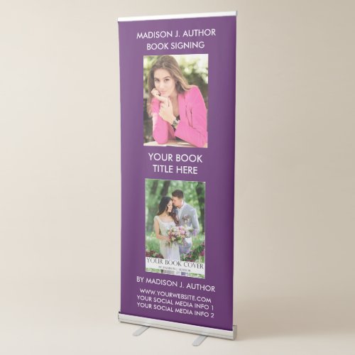 Writer Author Book Cover  Author Photo Purple Retractable Banner