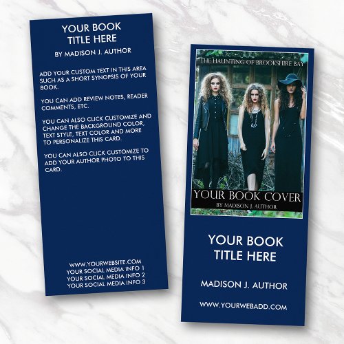 Writer Author Book Cover Blue Large Bookmark or Rack Card