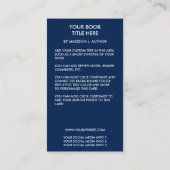 Writer Author Book Cover Blue or Pick Color Business Card (Back)