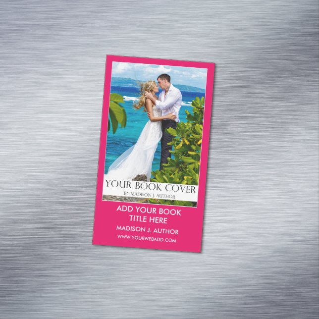 Writer Author Book Promotion Hot Pink Business Card Magnet (In Situ)