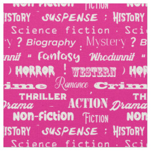 Writer Author Book Reader Pink White Pattern Fabric