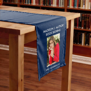 Writer Author Book Signing Blue or Pick Color Medium Table Runner