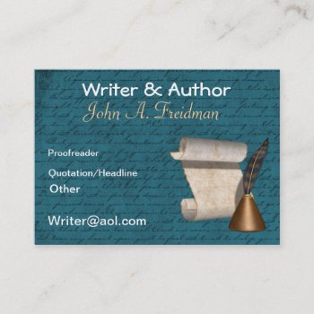 Writer/author Business Card by BusinessCardLounge at Zazzle