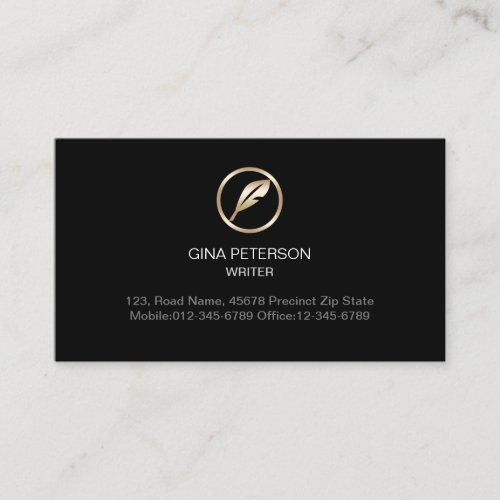 Writer Author Copywriter Novelist Quill Business Card