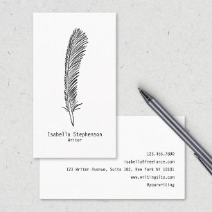 Writer Author Editor Copywriter Quill Minimalist Business Card