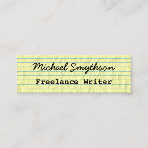 Writer Author Handwritten on Yellow Lined Paper Mini Business Card