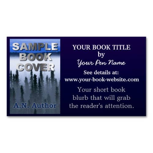 Writer Author Novel Promotion Book Cover Dark Blue Magnetic Business Card