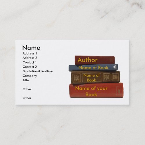 Writer Author Novelist Book Business Card