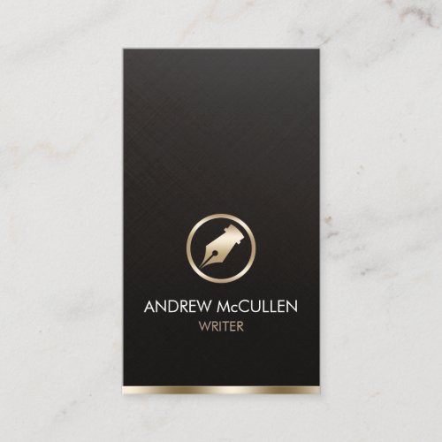 Writer Author Novelist Faux Gold Pen Icon Business Card