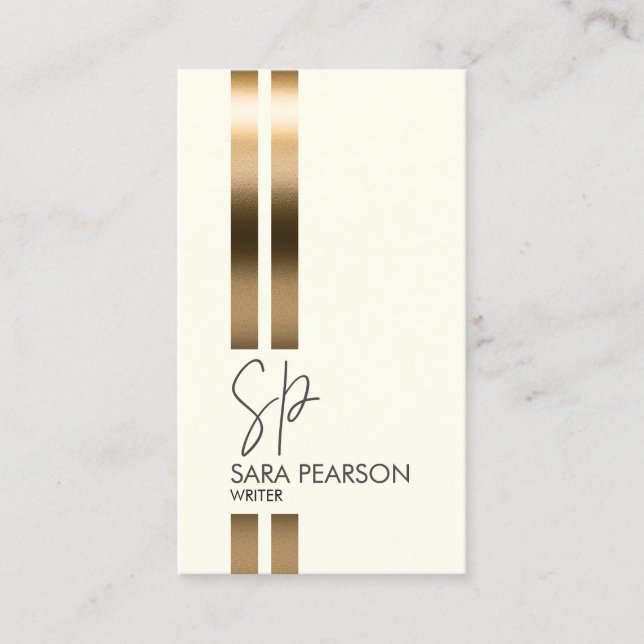 Writer Author Novelist Monogram Faux Gold Business Card (Front)