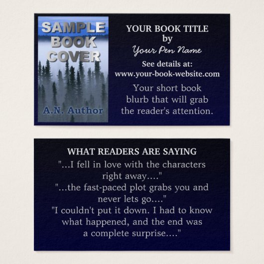 Writer Author Promotion Book Cover Blue Ombre Card (Front & Back)