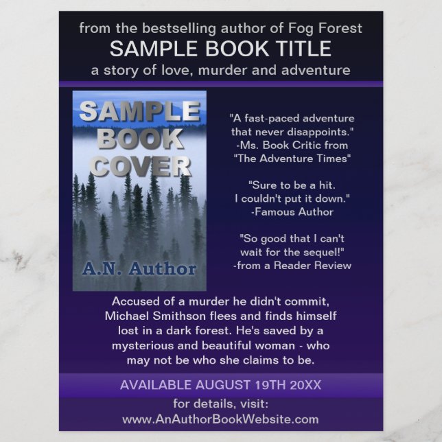 Writer Author Promotion Book Cover Blue Purple Flyer (Front)
