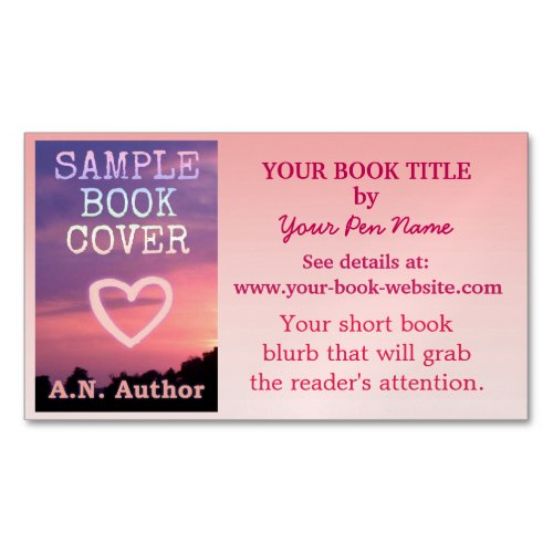 Writer Author Promotion Book Cover Pink Ombre Business Card Magnet
