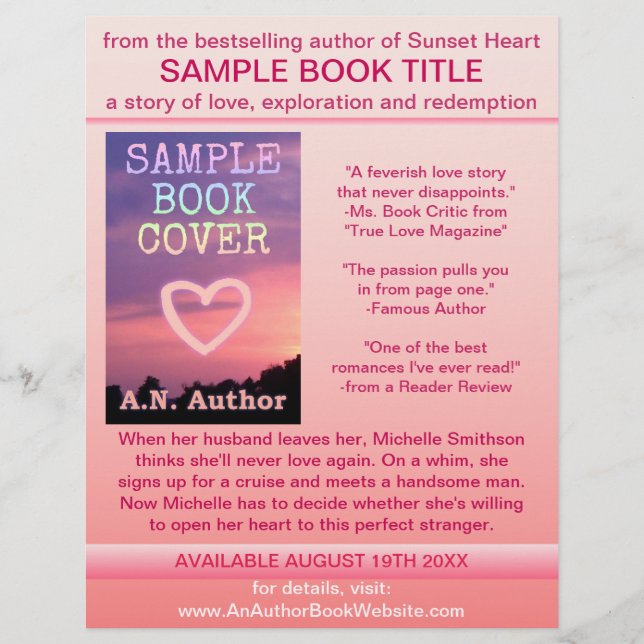 Writer Author Promotion Book Cover Pink White Flyer (Front)