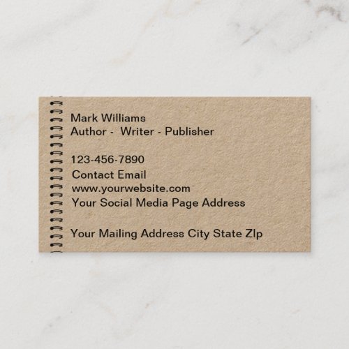 Writer Author Publisher Business Cards