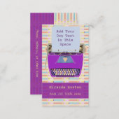 Writer Author Purple Retro Typewriter Modern Business Card (Front/Back)