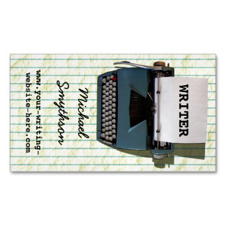 Writer Author Retro Typewriter on Lined Paper Business Card Magnet