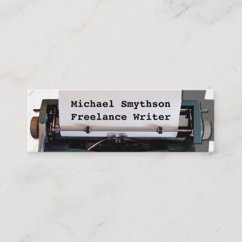 Writer Author Retro Typewriter on Paper Mini Business Card