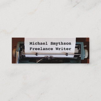 Writer Author Retro Typewriter on Wood 2 Mini Business Card