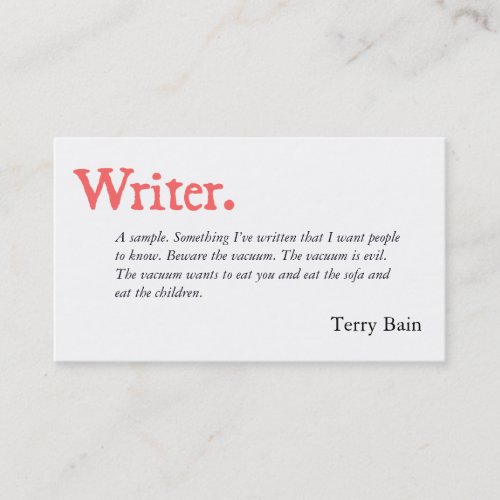 Writer Author Simple Word Business Card