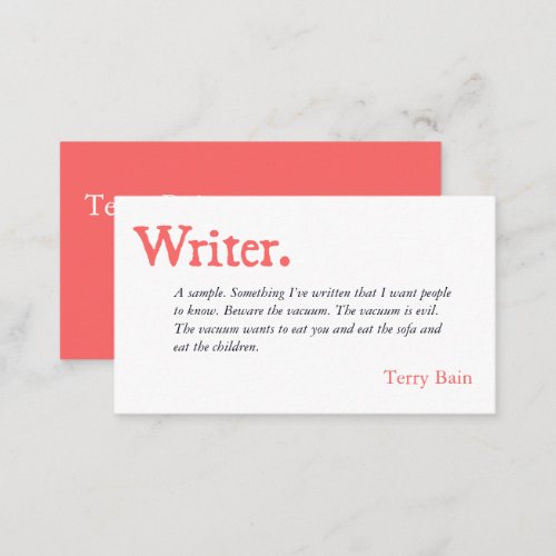 Writer Author Simple Word Business Card