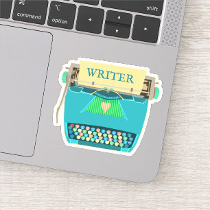 Writer Author Typewriter Teal Mid-Century Modern Sticker