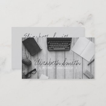 Writer Author Vintage Black And White Typewriter Business Card by busied at Zazzle