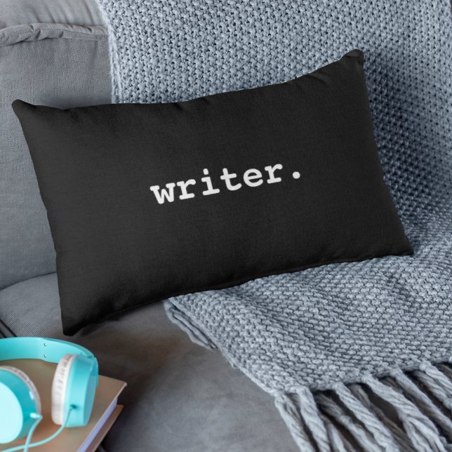 Writer Black Lumbar Pillow (Customize to change text size, style or color.)