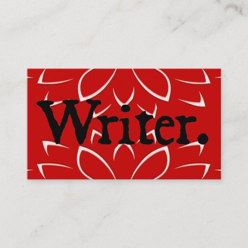 Writer Black Red Business Card Template
