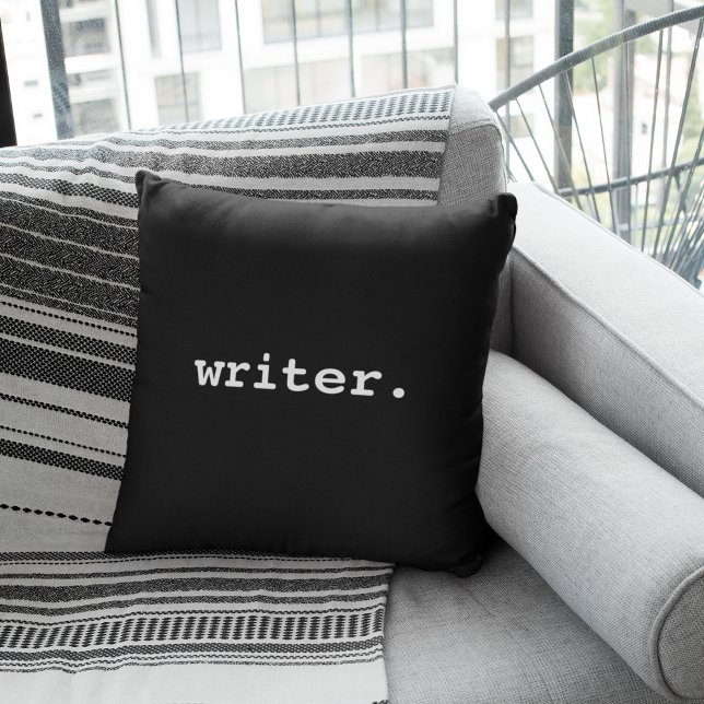 Writer Black Throw Pillow (Customize to change text size, style or color.)