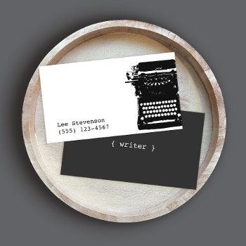 Writer Black Vintage Typewriter Business Card by sm_business_cards at Zazzle