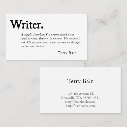 Customizable Writer Black White Business Card