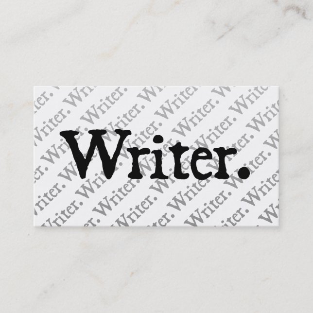 Writer Black White Business Card (Front)