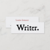 Writer Black White Mini Business Card (Front/Back)