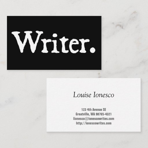 Customizable Writer Business Card