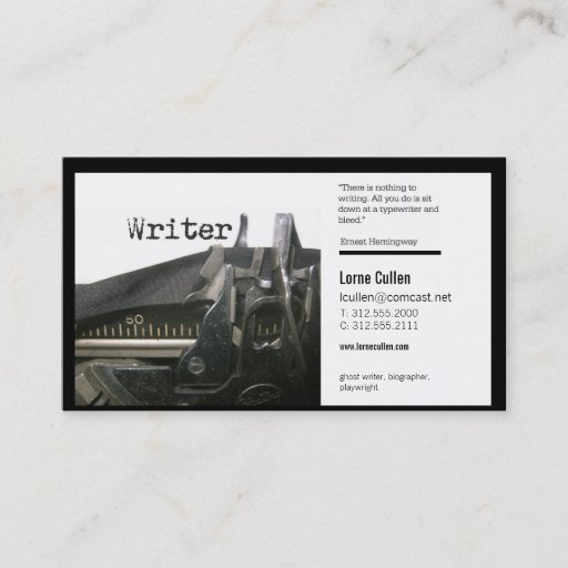 Customizable writer business card (typewriter)