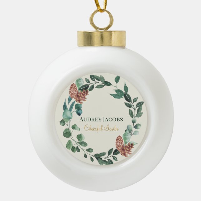 Writer  ceramic ball christmas ornament (Front)
