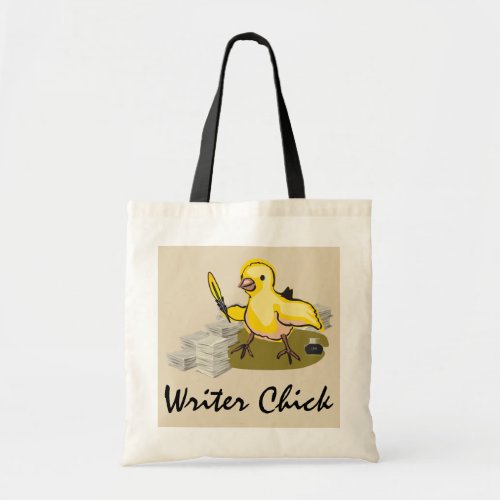 Writer Chick with Paper Feather Quill and Ink Tote Bag