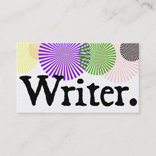 Writer Color Bursts Business Card (Front)